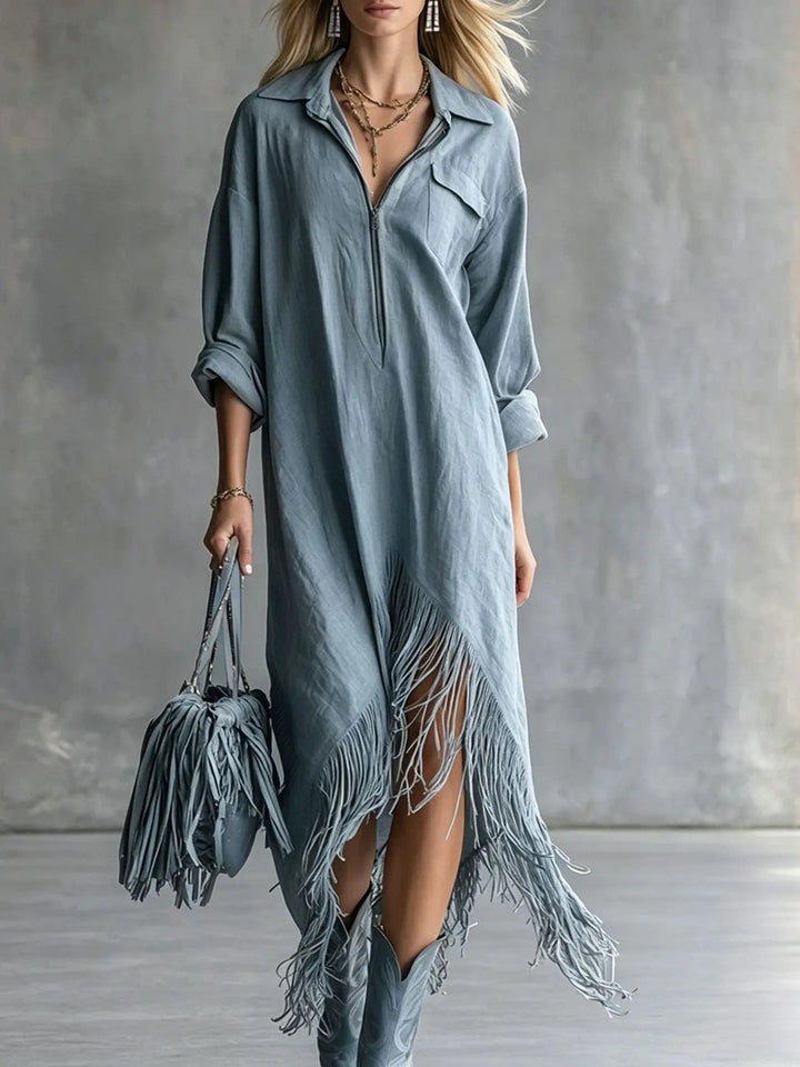 Mariam Fringe Hem Midi Dress