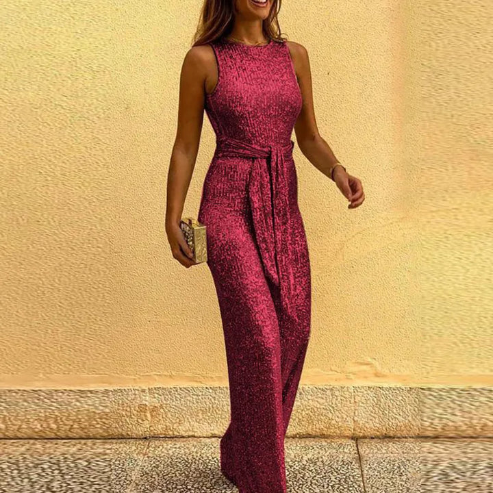 Amira Front Tie Sequin Jumpsuit