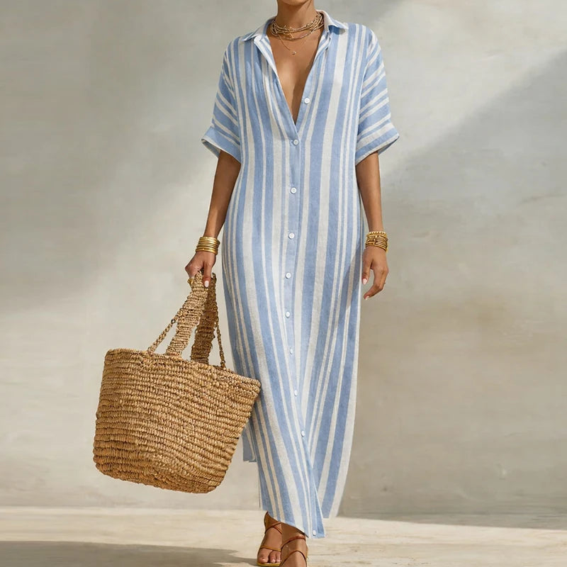 Olivia Linen Long Shirt Dress
