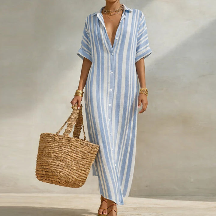 Olivia Linen Long Shirt Dress