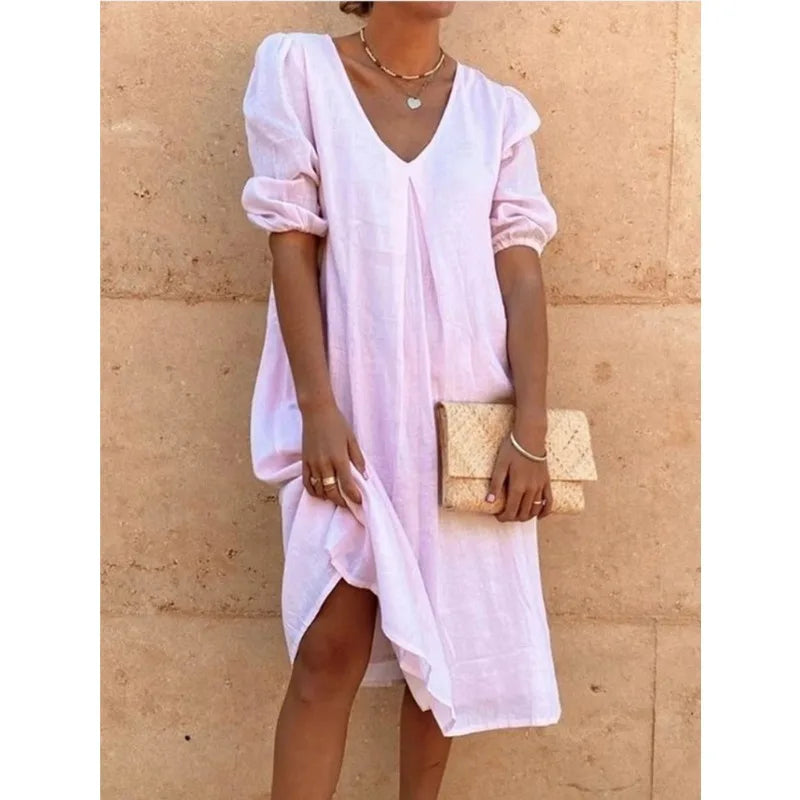 Elara Puff Sleeve Midi Dress