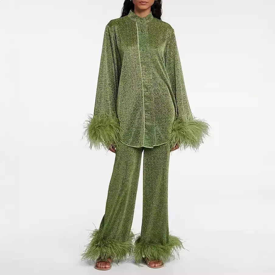 Sorena Feather Trim Matching Set
