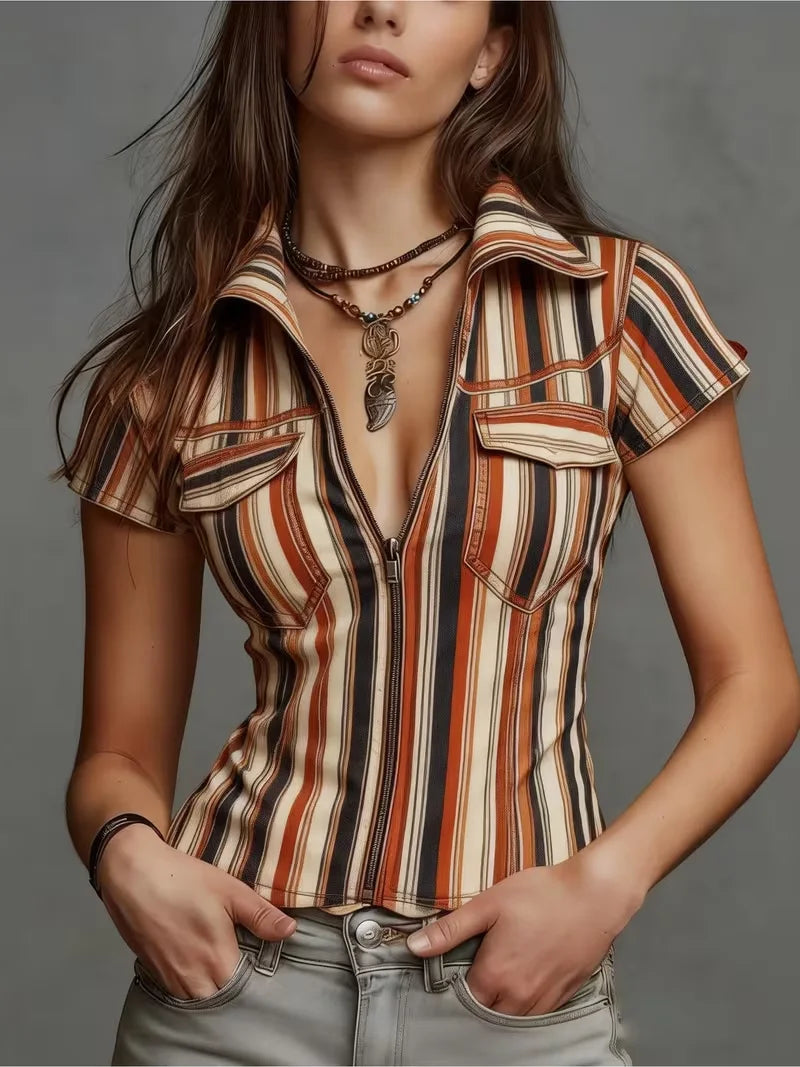 Tahlia Fitted Stripe Casual Shirt