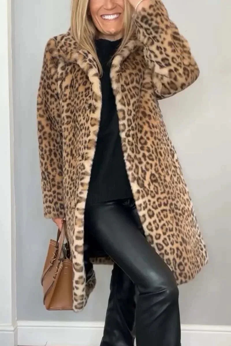 Simone Turn Down Leopard Coat