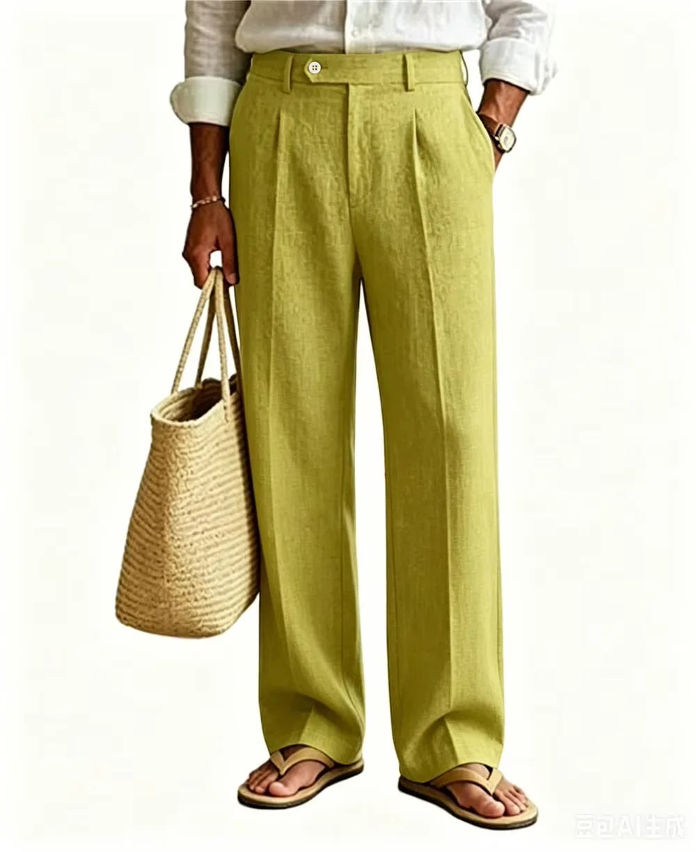 Wyatt Straight Leg Linen Trousers