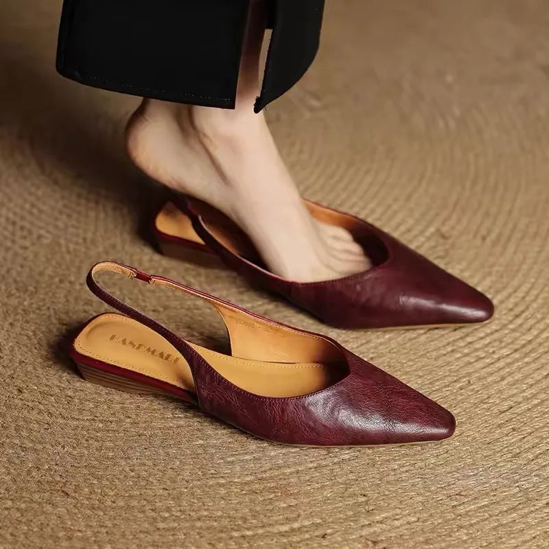 Celeste Genuine Leather Pointed Toe Flats