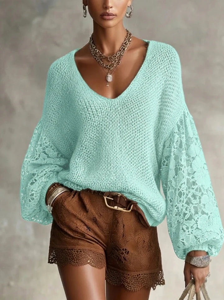 Eleanora Lace V Neck Sweater
