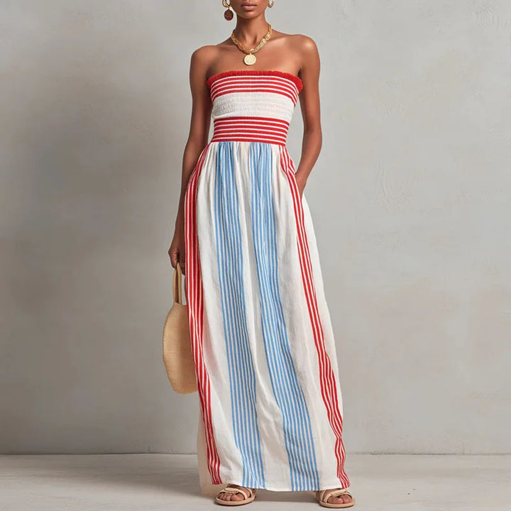 Elena Striped Summer Maxi Dress