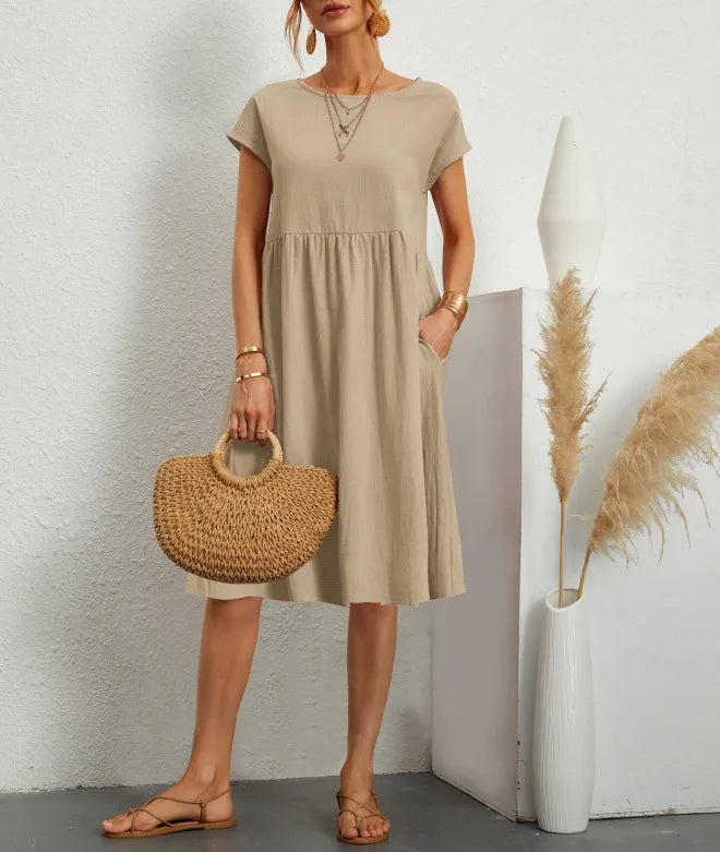 Savannah Linen Pocket Midi Dress