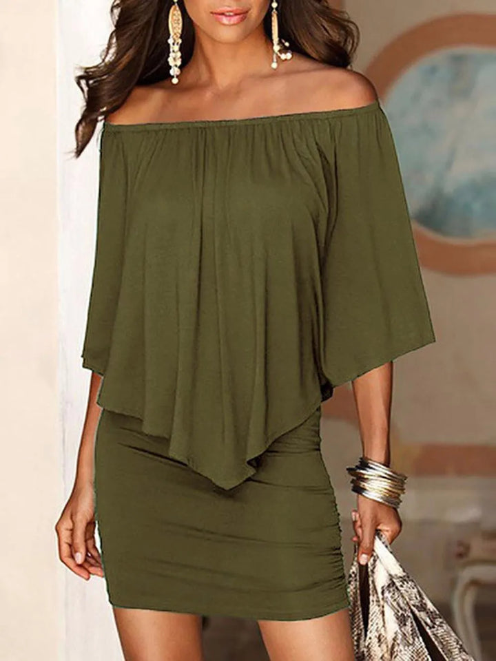 Nerina Elegant Draped Off Shoulder Mini Dress