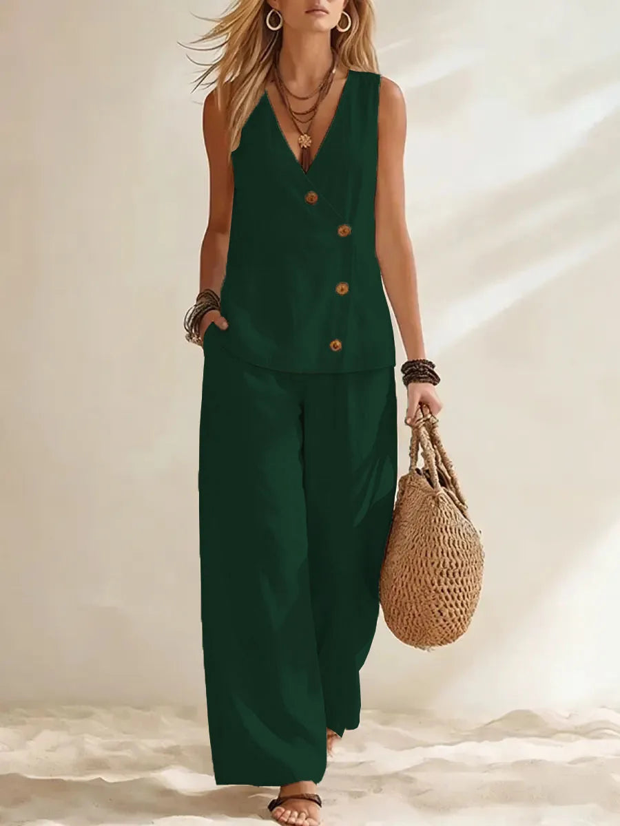 Maeve Button Vest Co-Ord Set