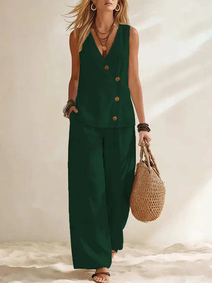 Maeve Button Vest Co-Ord Set