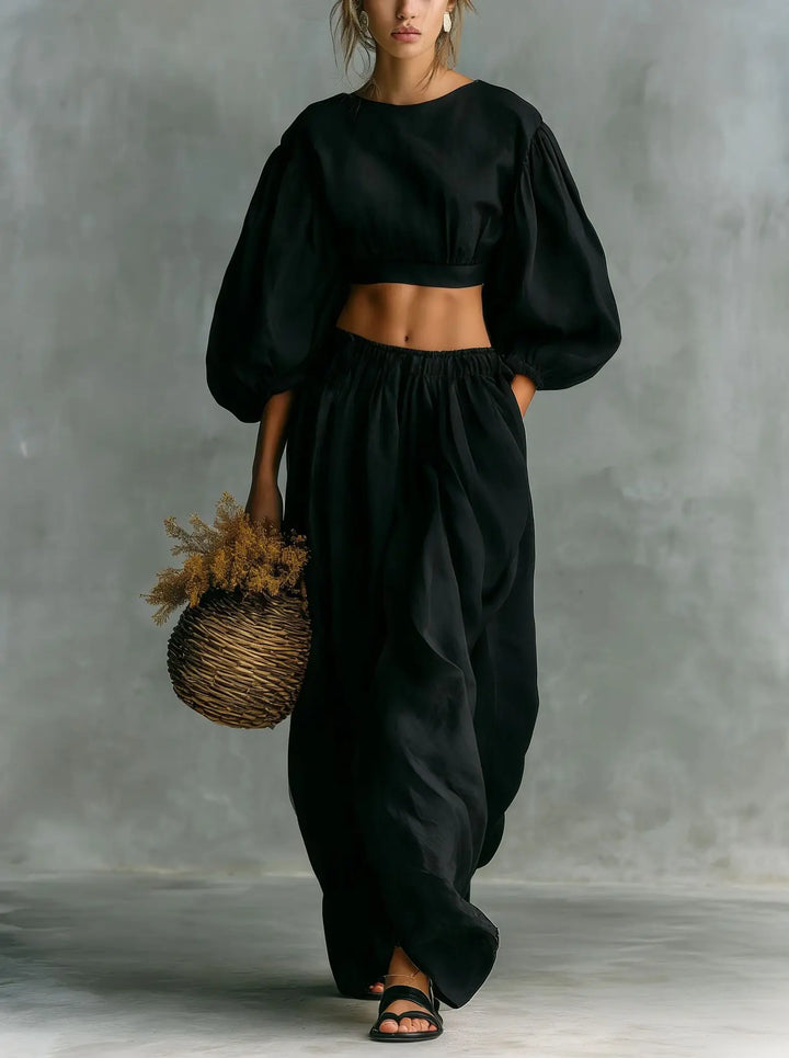 Maren Balloon Sleeve Trouser Set