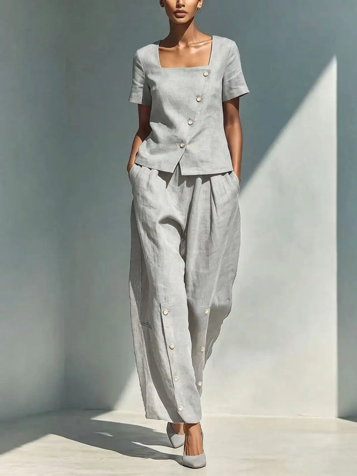 Nicole Button Front Trouser Set