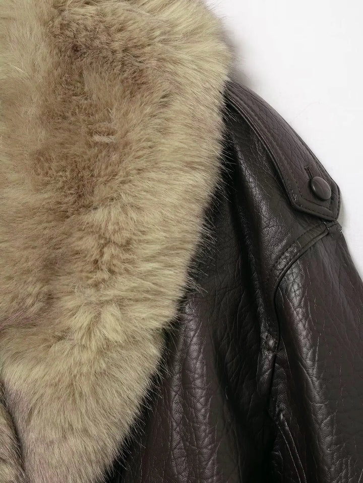 Soerana Faux Leather Jacket