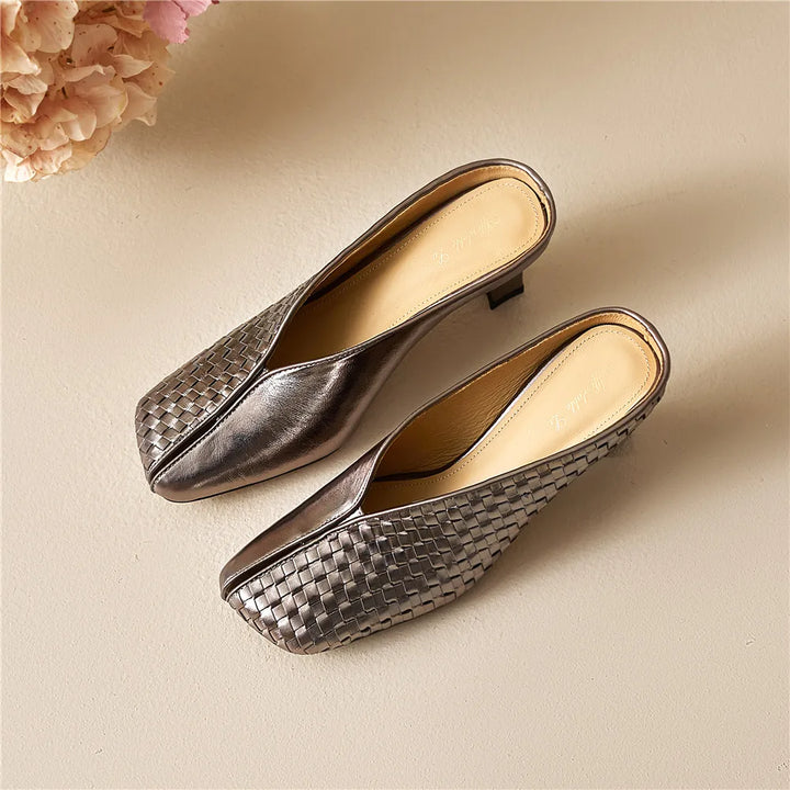 Lucia Woven Leather Heels