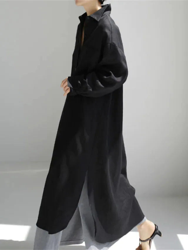 Gemma Button Front Long Sleeve Maxi Dress