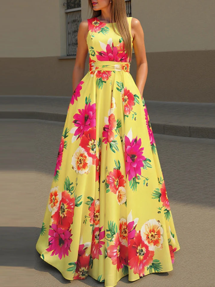 Ria Elegant Sleeveless Wedding Guest Maxi Dress
