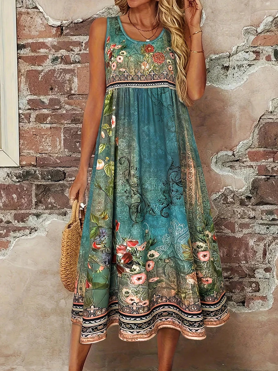 Penelope Boho Floral Midi Dress
