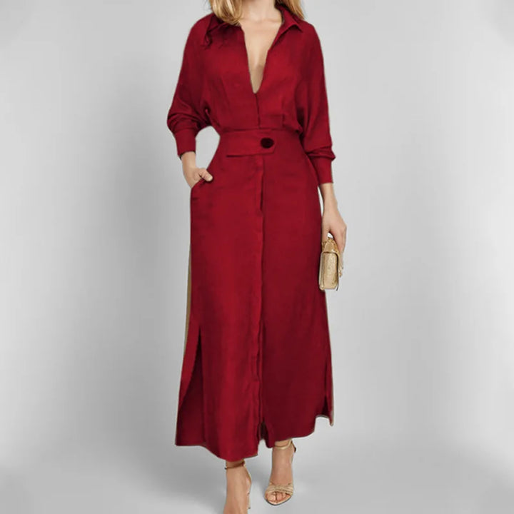 Evangeline V Neck Maxi Shirt Dress