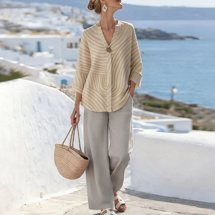 Zoey Printed Blouse and Trousers Set
