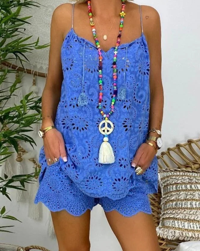 Bianca Soft Ruffled Embroidery Casual Set