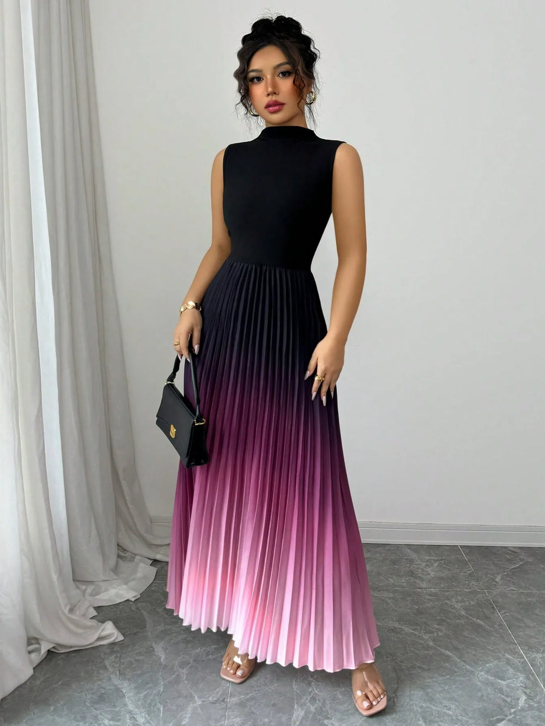 Avery Pleated Maxi Wedding Guest Dress