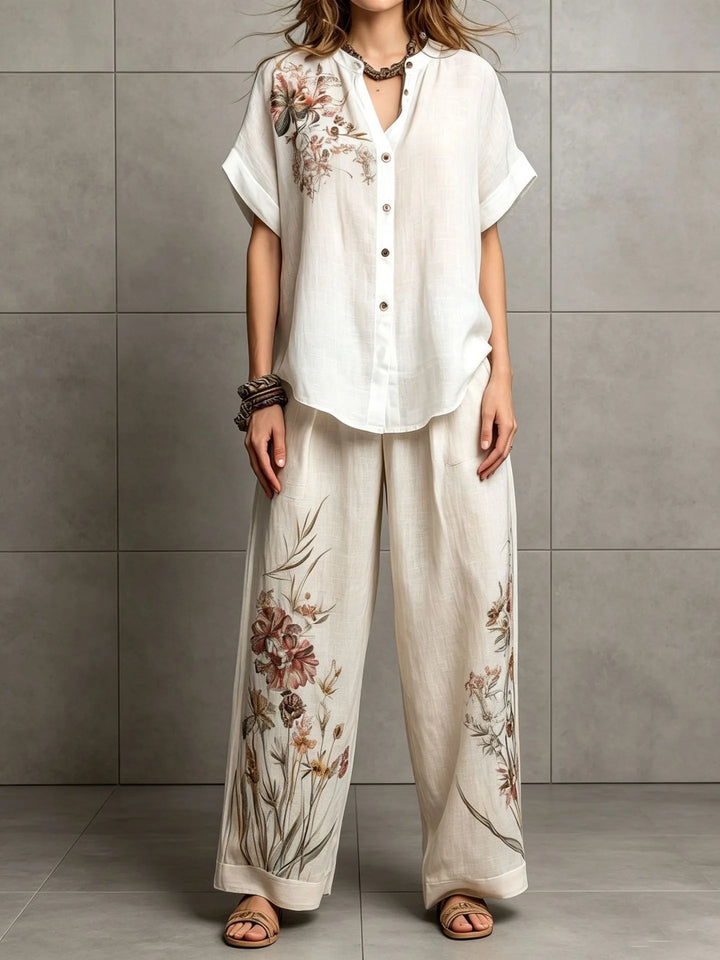 Dianne Bohemian Floral Printed Wide Leg Pants Set