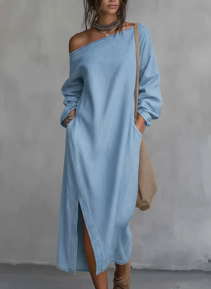 Kaylee One Shoulder Linen Maxi Dress