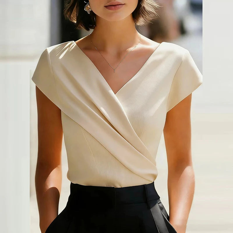 Viviana Wrap Front V Neck Blouse
