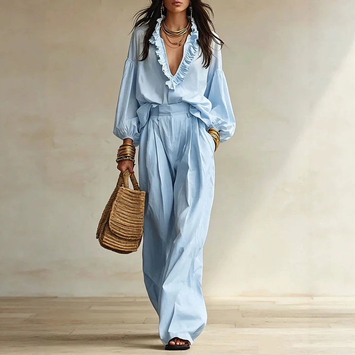 Ainsley Elegant Ruffle Trouser Set