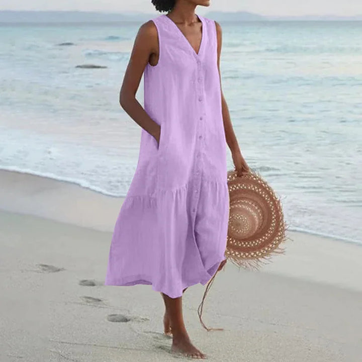 Rosaline Relaxed V Neck Midi Dress