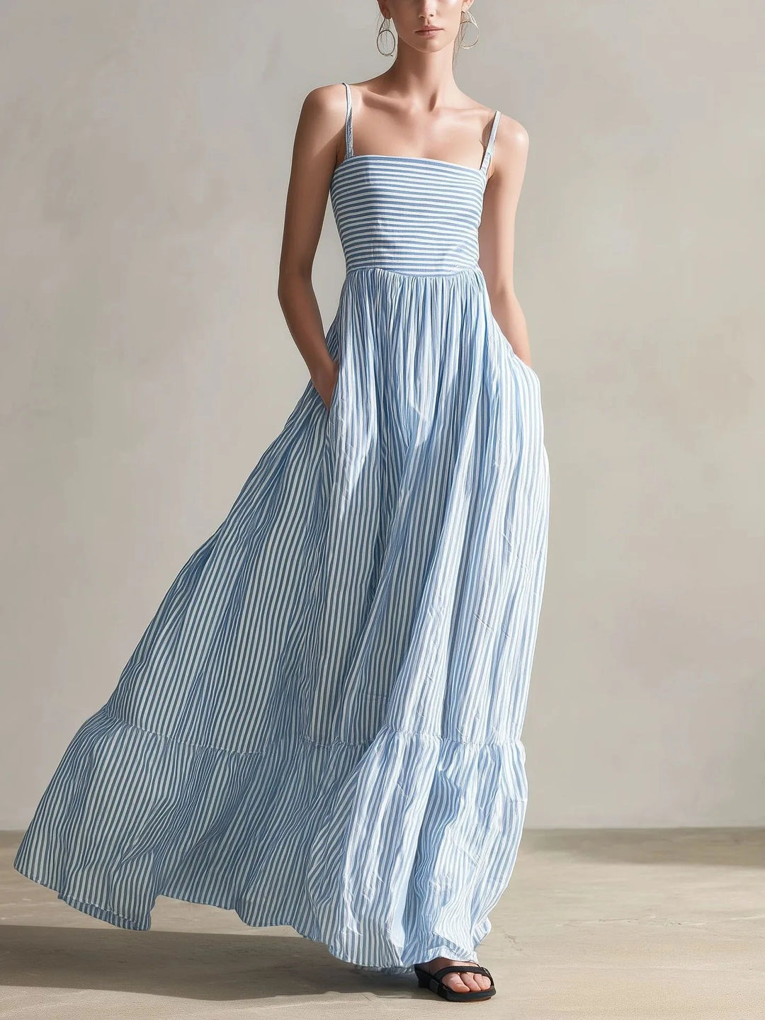 Cassidy Striped Tiered Maxi Dress