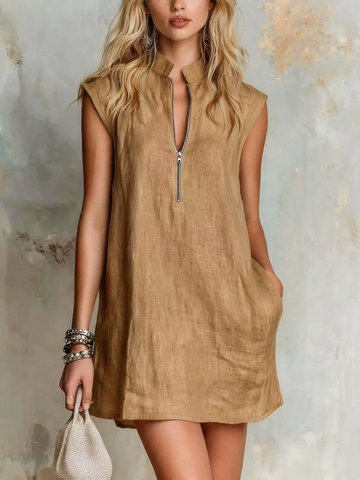 Marlowe Half Zip Linen Mini Dress