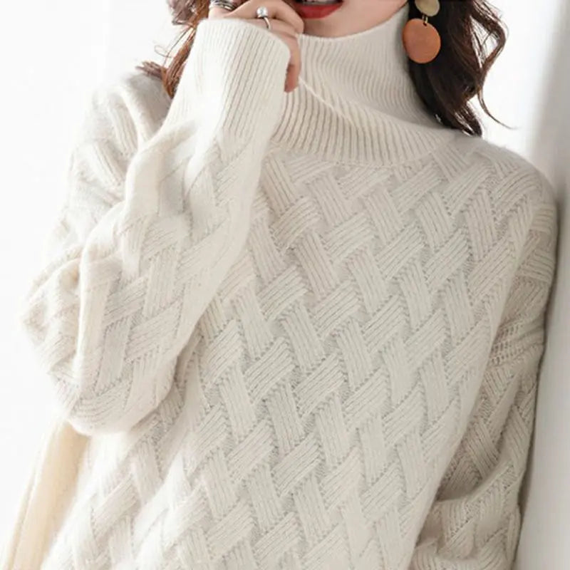Clara Basketweave Turtleneck Sweater