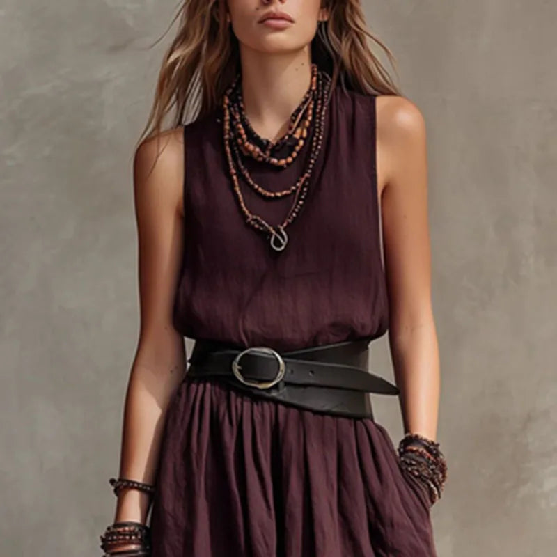 Melissa Pleated Boho Maxi Dress