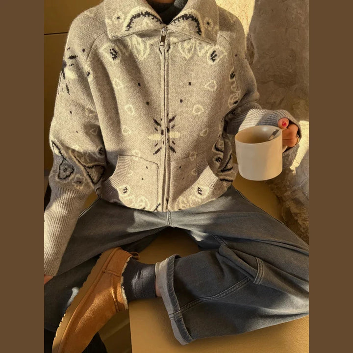 Bryony Paisley Zip Cardigan