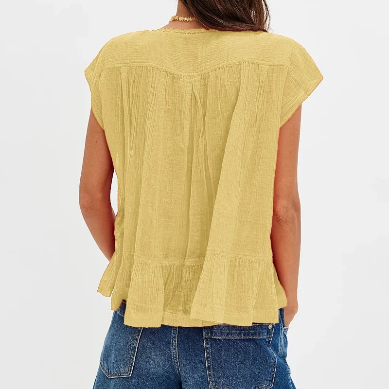 Kiana Ruffle Hem Sleeveless Blouse