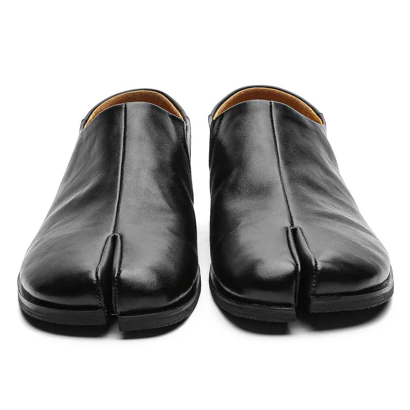 Raven Leather Tabi Loafers