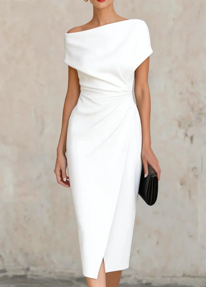 Megan Pleated Slit Midi Dress