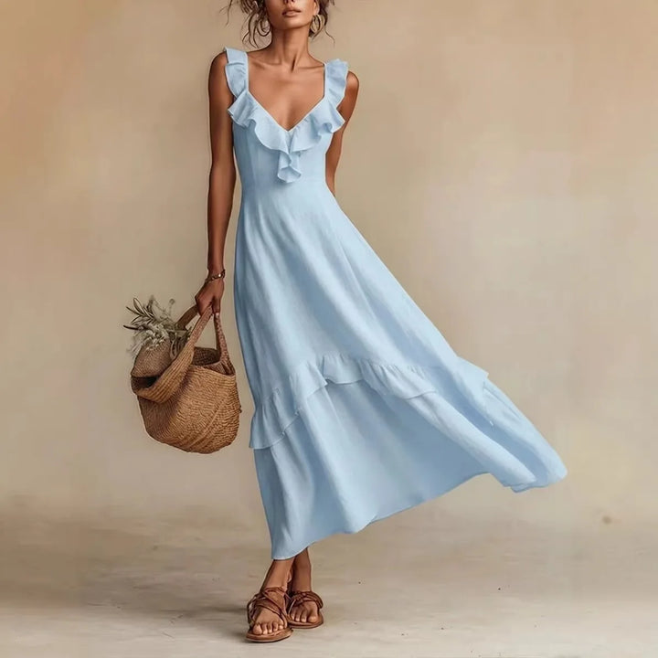 Zarelle Flowing Ruffle Maxi Dress