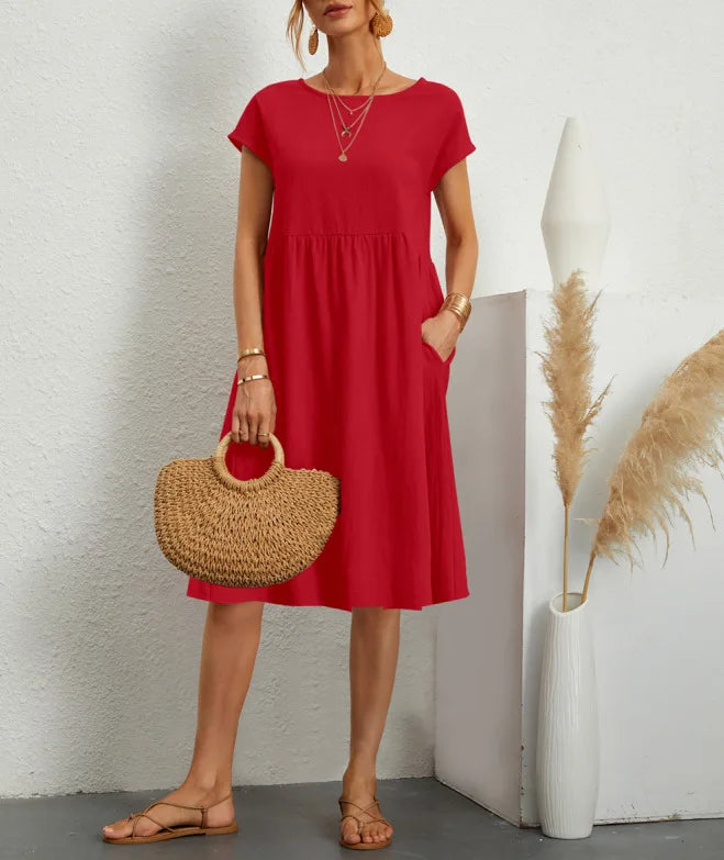 Savannah Linen Pocket Midi Dress