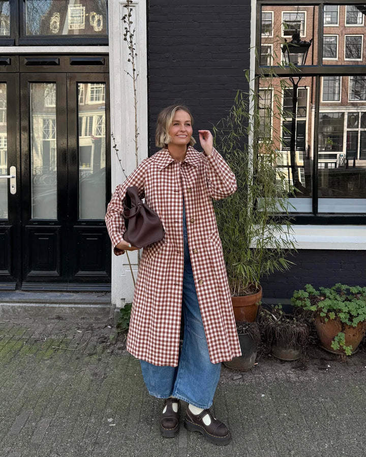 Marigold Gingham Trench Coat