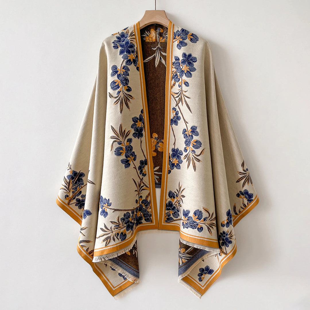 Elowen Warm Floral Cashmere Shawl
