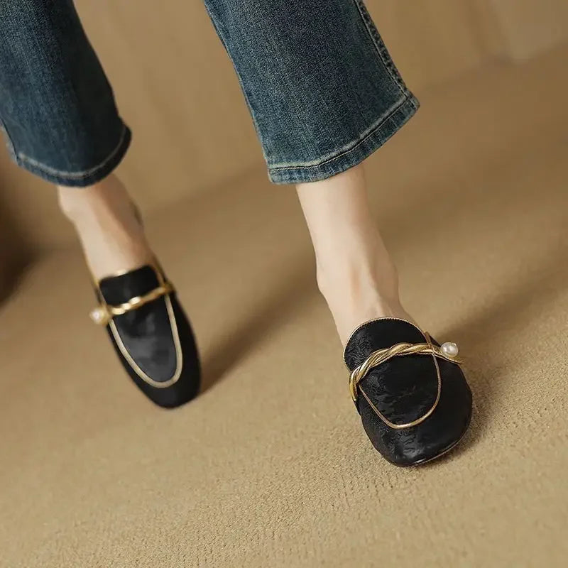 Beverly Floral Embossed Square Toe Sandals