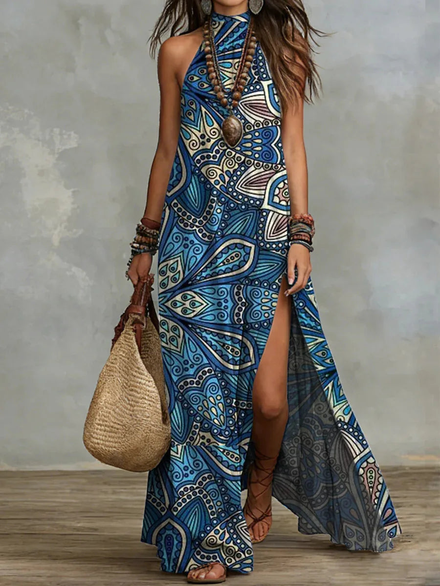Addison Elegant Halter Neck High Slit Maxi Dress