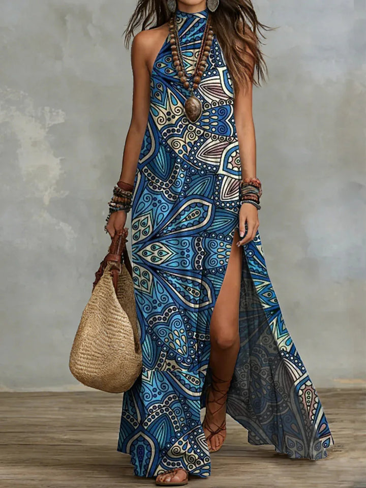 Addison Elegant Halter Neck High Slit Maxi Dress