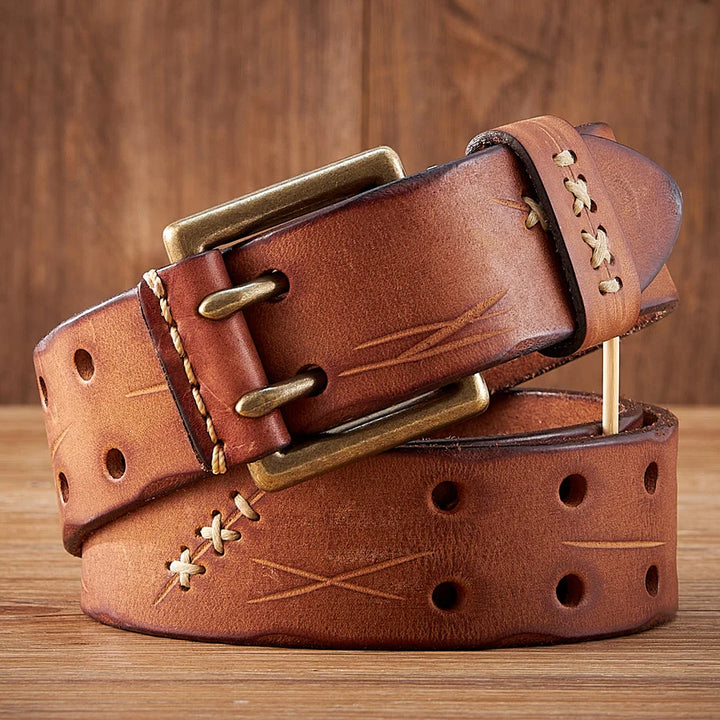 Clyde Rugged Double Prong Leather Belt