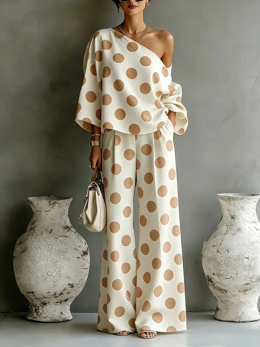 Winslow Polka Dots One Shoulder Matching Set