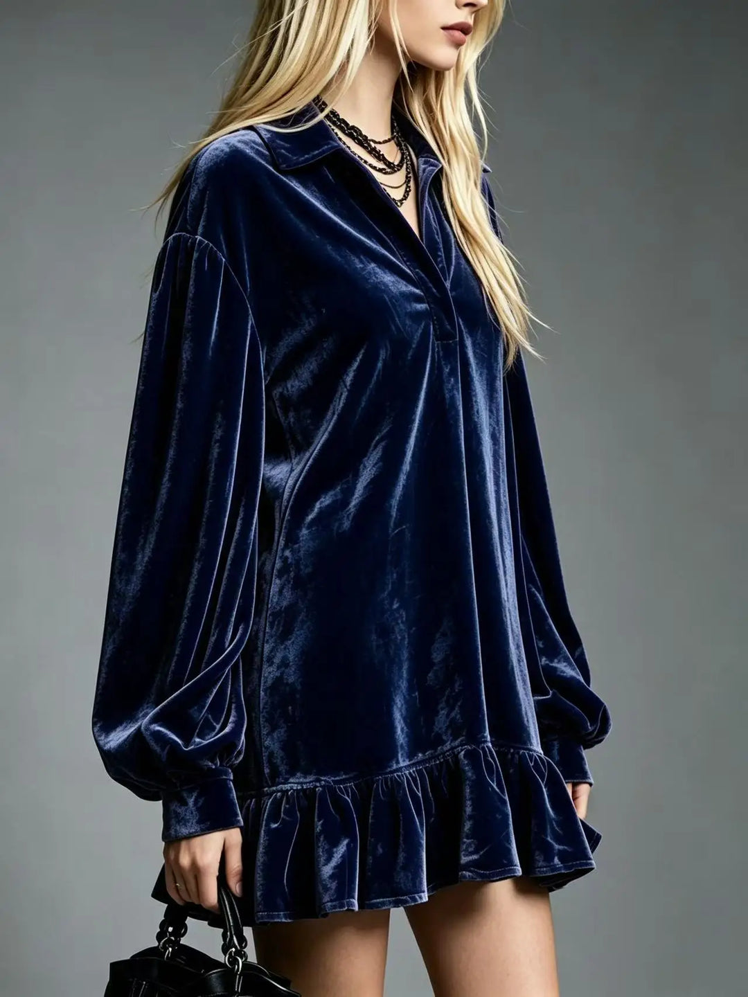 Violetta Velvet Ruffle Mini Dress